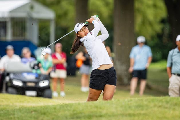 September 26, 2026, Rogers, Arkansas, USA: SUVICHAYA VINIJCHAITHAM hits her third shot from the rough on the 18th hole during the second round of the Walmart NW Arkansas Championship at Pinnacle Country Club. Rogers USA - ZUMAw173 20260926_zsp_w173_089 Copyright: xLukexWelshx