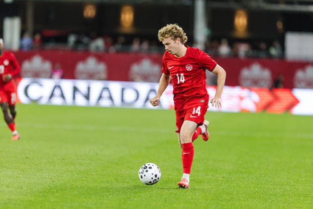 Jacob Shaffelburg of Canada dribbles with the ball during the International Friendly, Länderspiel, Nationalmannschaft match between Canada and Chile on September 26th, 2026 in BMO Field, Toronto, Ontario, Canada Copyright: xCurtisxWongx xSPPx Sportspressphoto_SPR240858