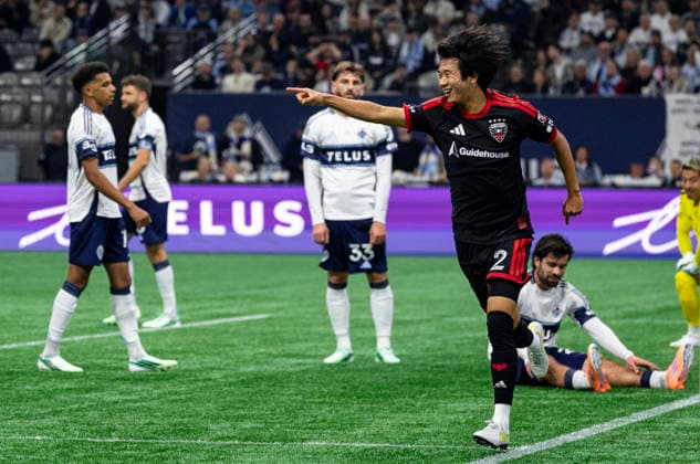 September 26, 2026, Vancouver, Bc, CANADA: D.C. United s Kimito Nono (2) celebrates after scoring a goal against the Vancouver Whitecaps during the first half of an MLS, Fussball Herren, USA soccer match, in Vancouver, on Saturday, Sept. 26, 2026. Canada News - September 26, 2026 - ZUMAc35_ 20260926_zaf_c35_204 Copyright: xJacobxMallarix
