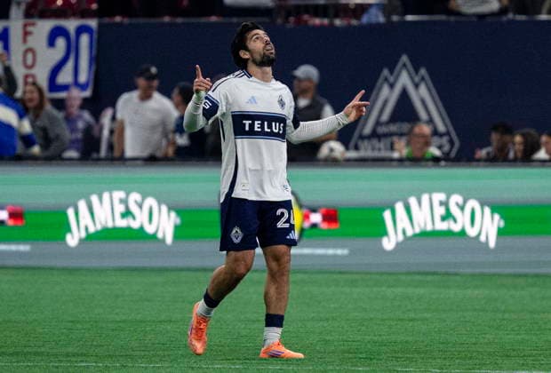 September 26, 2026, Vancouver, Bc, CANADA: Vancouver Whitecaps Brian White (24) celebrates after scoring a goal against DC United during the first half of an MLS, Fussball Herren, USA soccer match, in Vancouver, on Saturday, Sept. 26, 2026. Canada News - September 26, 2026 - ZUMAc35_ 20260926_zaf_c35_206 Copyright: xJacobxMallarix