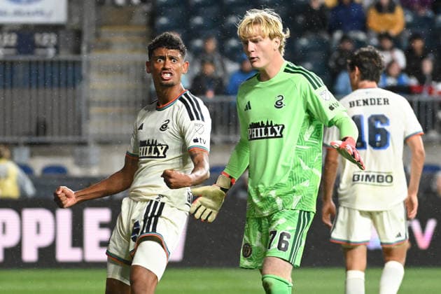 Philadelphia Union v Orlando City Japhet Sery Larsen 5 of the Philadelphia Union celebrates with teammate Andrew Rick 76 after making a tackle during the Major League Soccer 2026 match between Philadelphia Union and Orlando City at Subaru Park in Chester, Pennsylvania, on September 26, 2026. Philadelphia United States  Copyright: xJackxMegawx originalFilename:megaw-philadel260926_npwOS.jpg