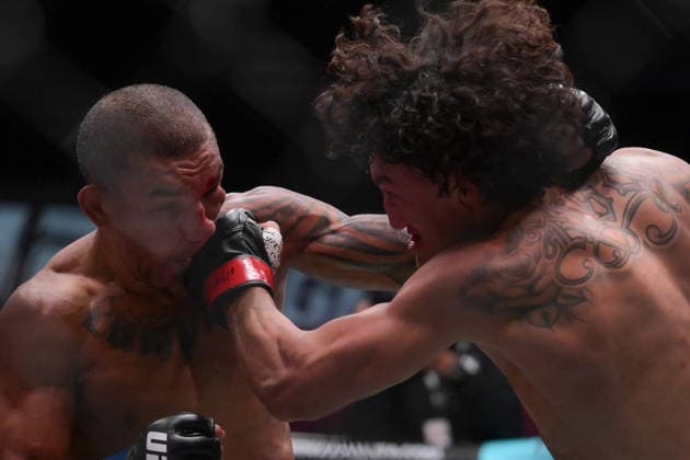September 27, 2026, Las Vegas, Nevada, USA: RAUL ROSAS JR. defeated RAON BARCELOS by TKO (slam) at 1:38 of Round 5 during UFC Fight Night at the UFC APEX in Las Vegas. Las Vegas USA - ZUMAo117 20260927_zsp_o117_058 Copyright: xMikaelxOnax