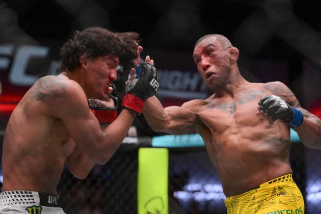 September 27, 2026, Las Vegas, Nevada, USA: RAUL ROSAS JR. defeated RAON BARCELOS by TKO (slam) at 1:38 of Round 5 during UFC Fight Night at the UFC APEX in Las Vegas. UFC Fight Night: Raul Rosas Jr. Defeated Raoni Barcelos By TKO.  - ZUMAo117 20260927_zsp_o117_066 Copyright: xMikaelxOnax