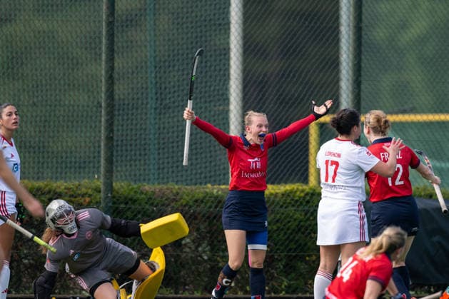 BHC 1. Damen, 1. Bundesliga, Feldhockey - Bremer HC - Berliner HC Bremen, Deutschland, 26.09.26: BHC 1. Damen, 1. Bundesliga, Feldhockey im Bremer Hockey-Club e.V. am 26.09.2026 in Bremen, Deutschland. (Foto von Axel Kaste) Tor Berliner HC, Jubel Bremen Bremer Hockey-Club e.V. Freie Hansestadt Bremen Deutschland