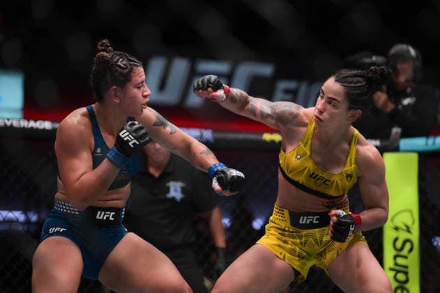 September 27, 2026, Las Vegas, Nevada, USA: AILIN PEREZ defeated NORMA DUMONT by unanimous decision (29-28, 29-28, 29-28).during UFC Fight Night at the UFC APEX in Las Vegas. UFC Fight Night: Ailin Perez Defeated Norma Dumont By Unanimous Decision.  - ZUMAo117 20260927_zsp_o117_085 Copyright: xMikaelxOnax