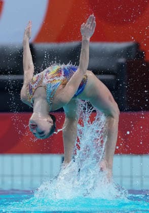 (260927) -- HAMAMATSU, Sept. 27, 2026 -- Nargiza Bolatova Yasmin Tuyakova of Kazakhstan compete during the duet free routine of artistic swimming at the 20th Asian Games Aichi-Nagoya 2026 in Hamamatsu of Shizuoka Prefecture, Japan, Sept. 27, 2026. ) (SP)JAPAN-HAMAMATSU-ASIAN GAMES-ARTISTIC SWIMMING-DUET FREE ROUTINE CenxYunpeng