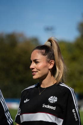 27.09.2026, xjyhynx, Fussball DFB Pokal Frauen 1.Runde, Karlsruher SC - Eintracht Frankfurt, v.l. ErÃ«leta Memeti (7, Eintracht Frankfurt) Karlsruhe