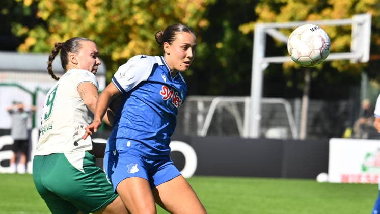 27.09.2026 - Fussball - Saison 2026 2027 - DFB Pokal Vereinspokal Frauen Damen - 01. Runde: SpVgg Greuther Fürth ( Kleeblatt ) - TSG 1899 Hoffenheim - Sportfoto Zink - xwoxzix - regulations prohibit any use of photographs as image sequences and or quasi-video - Annika Fend (19, SpVgg Greuther Fürth ) Linda Mathilde Natter (11, TSG Hoffenheim )