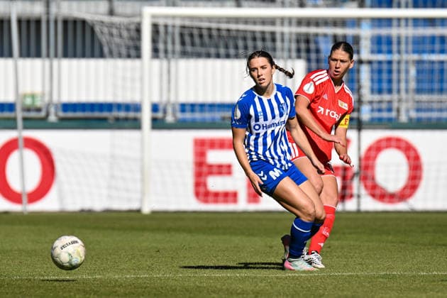 Fußball I Frauen I Saison 2026-2027 I DFB-Pokal I 1. FC Magdeburg - 1. FC Union Berlin I 27.09.2026 Kira Bölke (7, 1. FC Magdeburg), Samantha Steuerwald (19, 1. FC Union Berlin) Magdeburg Avnet Arena (Heinz-Krügel-Platz 1) Sachsen-Anhalt Deutschland Copyright: xLobeca InesxHähnelx