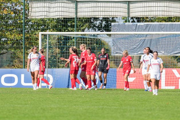 DFB-Pokal der Frauen: SC Sand vs. VfL Wolfsburg, 27.09.2026 Torjubel zum 0:3 durch Camilla Küver (VfL Wolfsburg, 16) DFB-Pokal der Frauen: SC Sand vs. VfL Wolfsburg, Adams Arena, 27.09.2026 DFB DFL REGULATIONS PROHIBIT ANY USE OF PHOTOGRAPHS AS IMAGE SEQUENCES AND OR QUASI-VIDEO. Copyright: xBEAUTIFULxSPORTS Boscox