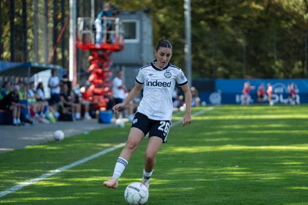 27.09.2026, xjyhynx, Fussball DFB Pokal Frauen 1.Runde, Karlsruher SC - Eintracht Frankfurt, v.l. Ainhoa Alguacil (26, Eintracht Frankfurt) Karlsruhe