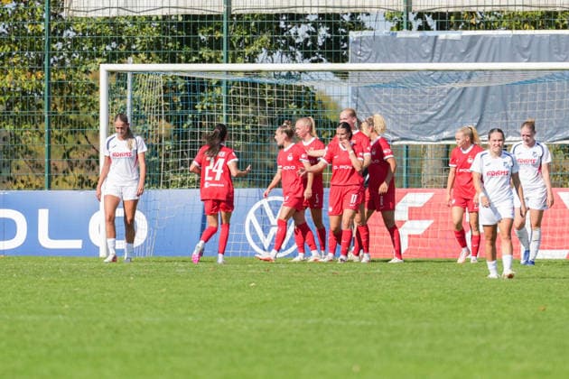 DFB-Pokal der Frauen: SC Sand vs. VfL Wolfsburg, 27.09.2026 Torjubel zum 0:3 durch Camilla Küver (VfL Wolfsburg, 16) DFB-Pokal der Frauen: SC Sand vs. VfL Wolfsburg, Adams Arena, 27.09.2026 DFB DFL REGULATIONS PROHIBIT ANY USE OF PHOTOGRAPHS AS IMAGE SEQUENCES AND OR QUASI-VIDEO. Copyright: xBEAUTIFULxSPORTS Boscox