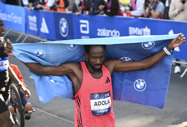2026 Berlin Marathon BERLIN, GERMANY - SEPTEMBER 27: Ethiopian Guye Adola wins men category the 2026 Berlin Marathon, where thousands of runners from around the world competed over a 42.195-kilometer course passing iconic landmarks in Berlin, Germany on September 27, 2026. Halil Sagirkaya Anadolu Berlin Germany. Editorial use only. Please get in touch for any other usage.  Copyright: x2026xAnadoluxHalilxSagirkayax