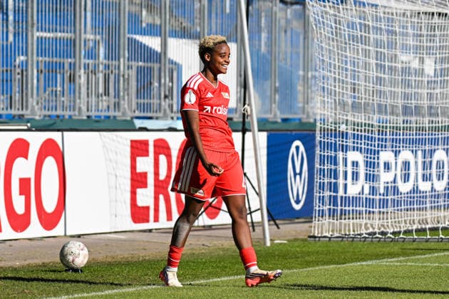 Fußball I Frauen I Saison 2026-2027 I DFB-Pokal I 1. FC Magdeburg - 1. FC Union Berlin I 27.09.2026 Torjubel Naika Reissner (42, 1. FC Union Berlin) Freisteller, Nahaufnahme, Porträt, Portrait, Einzelfoto, Einzelbild, Körper Magdeburg Avnet Arena (Heinz-Krügel-Platz 1) Sachsen-Anhalt Deutschland Copyright: xLobeca InesxHähnelx