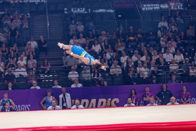 September 27, 2026, Paris, Paris, France: September 27, 2026, Paris, France: Anze Hribar of Slovenia during the final af the floor at Gym Paris in the AccorArena. Paris France - ZUMAp284 20260927_zip_p284_025 Copyright: xMickaelxPintax