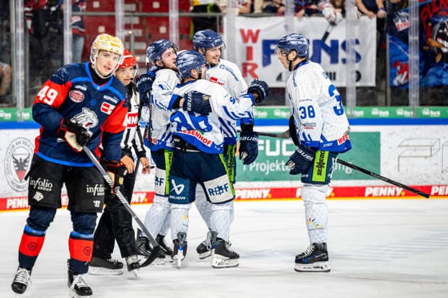 27.09.2026 - Eishockey - Saison 2026 2027 - Penny DEL - Nürnberg Ice Tigers Icetigers - Straubing Tigers - ThHa - xthxhax - Torjubel, Freude, Jubel Skyler McKenzie (86, Straubing Tigers ) Tyler Madden (18, Straubing Tigers ) Stefan Loibl (38, Straubing Tigers )