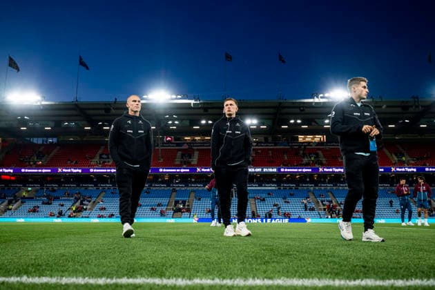 260927 Leo ostigard, Marcus Holmgren Pedersen and Fredrik Sjovold of Norway ahead of the Nations League football match between Norway and Portugal on September 27, 2026 in Oslo. Photo: Vegard Grott BILDBYRAN kod VG VG1010 bbeng fotboll football soccer fotball nations league landskamp norge norway portugal Copyright: VEGARDxGRoTT BB260927VG016