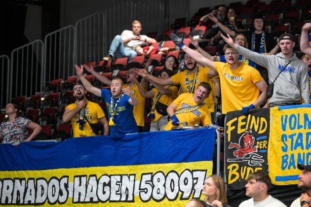 easyCredit Basketball Bundesliga, 3. Spieltag, Niners Chemnitz - Phoenix Hagen 27.09,2026 ab 16.30 Uhr Chemnitz, Chemnitz Arena Im Foto: Phoenix Hagen Fanblock easyCredit Basketball Bundesliga, 3. Spieltag, Niners Chemnitz - Phoenix Hagen Chemnitz Sachsen Deutschland Copyright: xEHLxMedia MichelxKöhlerx 20262709-Niners-Chemnitz-Phoenix-Hagen_138