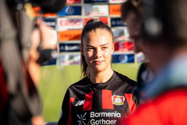 DFB-Pokal: FC Viktoria Berlin vs. Bayer 04 Leverkusen; Berlin, 27.09.2026 DFB-Pokal Frauen: Maja STERNAD (Bayer 04 Leverkusen 23) im Interview bei dem ZDF nach dem Spiel FC Viktoria Berlin vs. Bayer 04 Leverkusen im Stadion Lichterfelde am September 27, 2026 in Berlin, Deutschland. Copyright: xBEAUTIFULxSPORTS Kuehnx