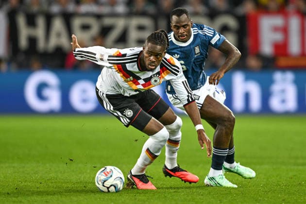zk Yann Bisseck (Germany 2) Andreas Tetteh (Greece 16) 27.09.2026 ¢ Fussball ¢ Nations League ¢ Deutschland vs Griechenland, WWK Arena, Augsburg, Baden-Württemberg Germany