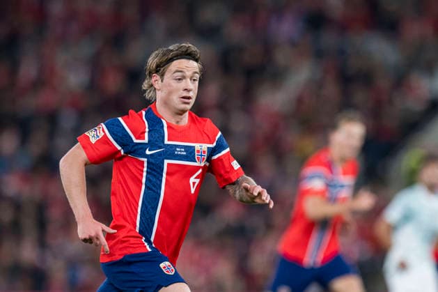 260927 Patrick Berg of Norway during the Nations League football match between Norway and Portugal on September 27, 2026 in Oslo. Photo: Vegard Grott BILDBYRAN kod VG VG1010 bbeng fotboll football soccer fotball nations league landskamp norge norway portugal Copyright: VEGARDxGRoTT BB260927VG033