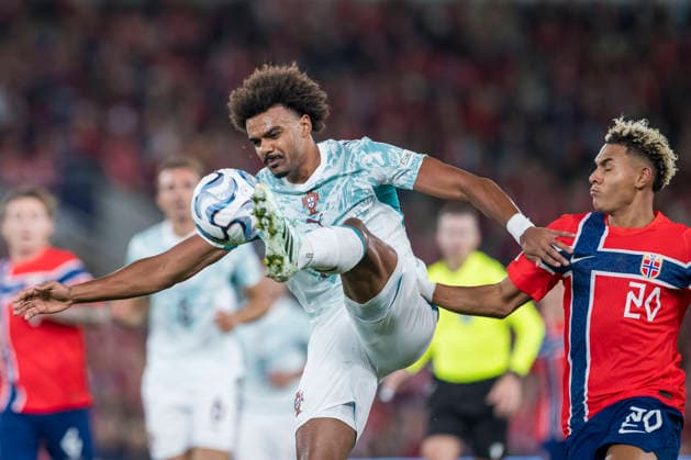 260927 Renato Veiga of Portugal during the Nations League football match between Norway and Portugal on September 27, 2026 in Oslo. Photo: Vegard Grott BILDBYRAN kod VG VG1010 bbeng fotboll football soccer fotball nations league landskamp norge norway portugal Copyright: VEGARDxGRoTT BB260927VG034