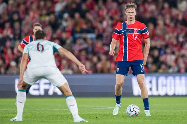 260927 Torbjorn Lysaker Heggem of Norway during the Nations League football match between Norway and Portugal on September 27, 2026 in Oslo. Photo: Vegard Grott BILDBYRAN kod VG VG1010 bbeng fotboll football soccer fotball nations league landskamp norge norway portugal Copyright: VEGARDxGRoTT BB260927VG039