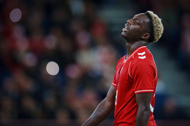 Nations League: Denmark - Wales Denmark s Mohamed Daramy after a chance during the Nations League match between Denmark and Wales at Parken, Sunday, September 27, 2026. (Photo: Liselotte Sabroe Ritzau Scanpix) , Copenhagen Denmark Copyright: Ritzau Scanpix LiselottexSabroex spdk20260927-211129-L