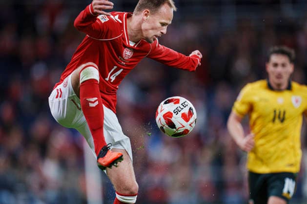 Nations League: Denmark - Wales Denmark s Mikkel Damsgaard during the Nations League match between Denmark and Wales at Parken, Sunday, September 27, 2026. (Photo: Liselotte Sabroe Ritzau Scanpix) , Copenhagen Denmark Copyright: Ritzau Scanpix LiselottexSabroex spdk20260927-210854-L