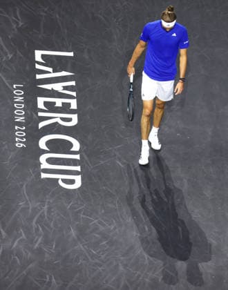 2026 Laver Cup, day three, O2 Arena, London,27 09 2026 Alexander Zverev (GER) in action during his match against Learner Tien (USA) in the 2026 Laver Cup at the O2 Arena, London London O2 Arena London GBR, UK NEWSPAPERS OUT Copyright: xMarkxGreenwoodx