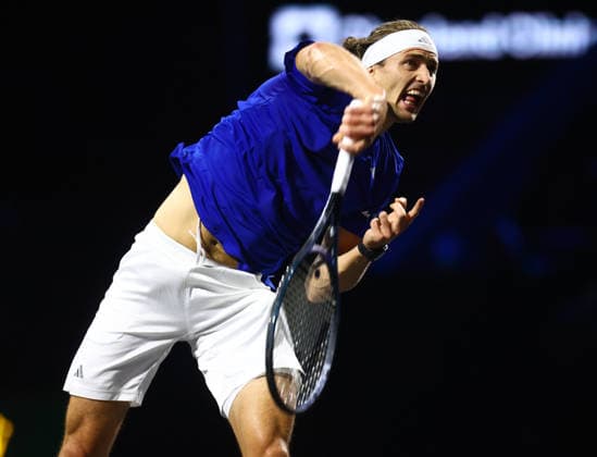 2026 Laver Cup, day three, O2 Arena, London,27 09 2026 Alexander Zverev (GER) in action during his match against Learner Tien (USA) in the 2026 Laver Cup at the O2 Arena, London London O2 Arena London GBR, UK NEWSPAPERS OUT Copyright: xMarkxGreenwoodx