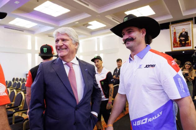 W2RC - RALLYE DU MAROC 2026 HOWES Skyler (usa), TBC, TBC, FIM W2RC, Rally GP, portrait,VIEGAS Jorge (prt), FIM President portrait, during the General Briefing of the Rallye du Maroc 2026, 4th round of the 2026 WR2C Championship from September 27, 2026 in Agadir, Morocco - AgadirMorocco Copyright: xFREDERICxLExFLOCxHx