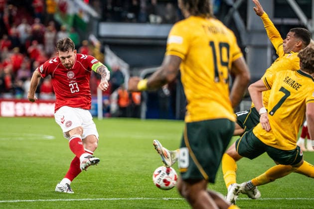 Denmark v Wales, UEFA Nations League, Copenhagen, Denmark Copenhagen, Denmark. 27th, September 2026. Pierre Emile Hojbjerg (23) of Denmark seen during the UEFA Nations League match between Denmark and Wales at Parken in Copenhagen. Denmark, Copenhagen, Parken  Copyright: xGonzalesxPhoto NicolaixBethelsenx