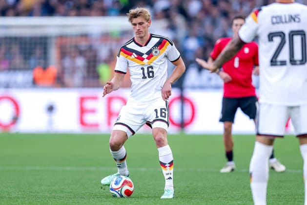 06.10.2026, Fußball, U21, U 21 Länderspiel, Deutschland - Georgien, Qualifikation U21-EM 2027, Almstadion (Bielefeld): Aljoscha Kemlein (U21 GER 16) DFB regulations prohibit any use of photographs as image sequences and or quasi-video. Nordrhein-Westfalen Deutschland
