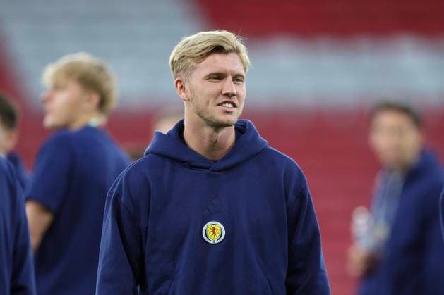 RECORD DATE NOT STATED 6th October 2026; Hampden Park, Glasgow, Scotland; UEFA Nations League Football, Scotland versus Slovenia; Josh Doig of Scotland inspects the pitch before the match DavidxYoung
