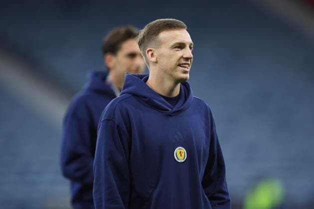 RECORD DATE NOT STATED 6th October 2026; Hampden Park, Glasgow, Scotland; UEFA Nations League Football, Scotland versus Slovenia; Lewis Ferguson of Scotland inspects the pitch before the match DavidxYoung