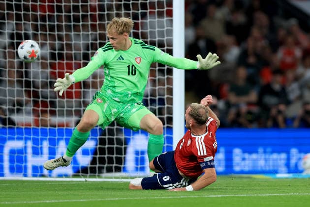 England v Czechia - UEFA Nations League 2026 27 Group A3 MD4 Stepan Chaloupek of Czechia scores own goal past Lukas Hornicek goalkeeper of Czechia during the UEFA Nations League 2026 27 group phase match between England and Czechia at Wembley Stadium on October 6, 2026 in London, England. London Wembley Stadium England United Kingdom Copyright: xAllstarxPicturexLibraryxLtdx