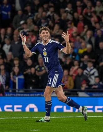 Ryan Christie of Scotland celebrates scoring to give Scotland a 1-0 lead. Scotland v Slovenia, Football, UEFA Nation s League, Group B1, Hampden Park, Glasgow, UK, Hampden Park, Glasgow, Scotland, Scotland, UK - 06 Oct 2026Glasgow Hampden Park Scotland United Kingdom Copyright: xStuartxWallace Shutterstockx 17189021a