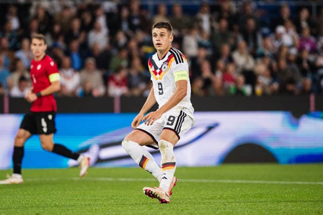 U21, U 21 EM-Qualifikation: Deutschland - Georgien, 06.10.2026 NicolÃ² Tresoldi (Deutschland, 9) Freistelleri; Fußball, EM-Qualifikation U 21, 10. Spieltag: Deutschland vs. Georgien am 06.10.2026, Bielefeld DFB REGULATIONS PROHIBIT ANY USE OF PHOTOGRAPHS AS IMAGE SEQUENCES AND OR QUASI-VIDEO. Copyright: xBEAUTIFULxSPORTS Tonhäuserx
