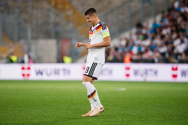 U21, U 21 EM-Qualifikation: Deutschland - Georgien, 06.10.2026 NicolÃ² Tresoldi (Deutschland, 9) Freisteller; Fußball, EM-Qualifikation U 21, 10. Spieltag: Deutschland vs. Georgien am 06.10.2026, Bielefeld DFB REGULATIONS PROHIBIT ANY USE OF PHOTOGRAPHS AS IMAGE SEQUENCES AND OR QUASI-VIDEO. Copyright: xBEAUTIFULxSPORTS Tonhäuserx