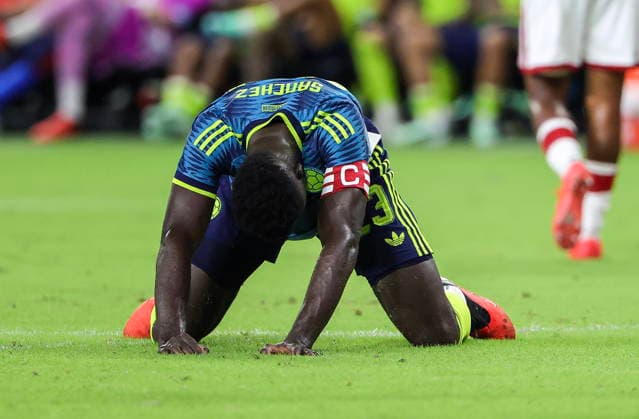 International soccer friendly - Colombia vs. Peru Colombia defender Davinson Sanchez reacts during the international soccer friendly between Colombia and Peru at Nu Stadium in Miami, Florida, USA, 06 October 2026. MIAMI FLORIDA United States  Copyright: xCRISTOBALxHERRERA-ULASHKEVICHx