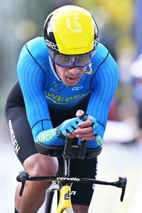 Sweden s Elias Wandel crosses the finish line of the Men Junior Individual Time Trial race (22km) at the cycling UEC Road European Championships, in Ljubljana, Slovenia, on Wednesday 7 October 2026. The UEC Road European Championships are taking place from 02 to 07 October in Ljubljana, Slovenia. DAVIDxPINTENS  x189035401x
