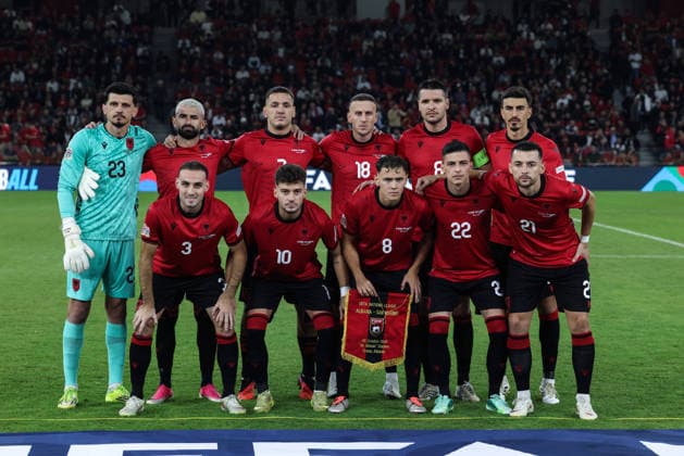 October 6, 2026, Tirana, Tirana, Albania: Albanian team line up, Mannschaftsbild, Totale prior to UEFA Nations League 2026-2027 group phase match between Albania and San Marino in Tirana, Albania on 6 October, 2026. Soccer 2026 Albania Vs San Marino UEFA Nations League 2026-2027  - ZUMAb266 20261006_zip_b266_007 Copyright: xArmandoxBabanix
