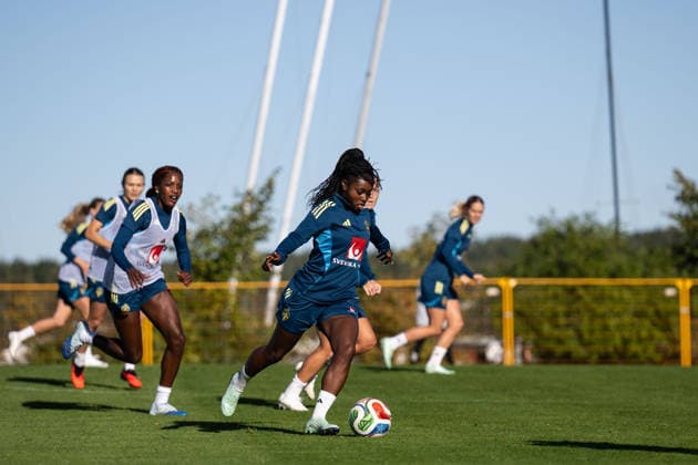 261007 Monica Jusu Bah of the Swedish women s national football team during a training session on October 7, 2026 in Stockholm. Photo: Emma Wallskog BILDBYRAN kod EW EW0716 fotboll football soccer fotball vm-kval kval fifa womens world cup qualifier qualifier träning practice training sverige sweden dam bbeng Copyright: EMMAxWALLSKOG BB261007EW050