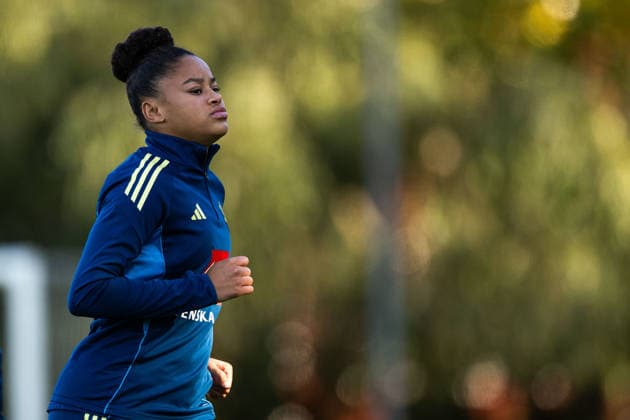 261007 Felicia Schröder of the Swedish women s national football team during a training session on October 7, 2026 in Stockholm. Photo: Emma Wallskog BILDBYRAN kod EW EW0716 fotboll football soccer fotball vm-kval kval fifa womens world cup qualifier qualifier träning practice training sverige sweden dam bbeng Copyright: EMMAxWALLSKOG BB261007EW057
