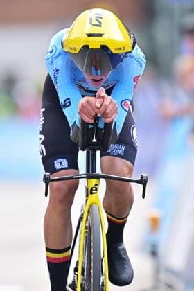 Belgium s Matisse Van Kerckhove crosses the finish line of the Men U23 Individual Time Trial race (22km) at the cycling UEC Road European Championships, in Ljubljana, Slovenia, on Wednesday 7 October 2026. The UEC Road European Championships are taking place from 02 to 07 October in Ljubljana, Slovenia. DAVIDxPINTENS  x189041093x