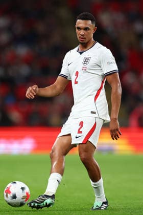 London, England, 6th October 2026. Trent Alexander-Arnold of England during the England vs Czech Republic UEFA Nations League match at Wembley Stadium, London. Picture credit should read: Paul Terry Sportimage EDITORIAL USE ONLY. No use with unauthorised audio, video, data, fixture lists, club league logos or live services. Online in-match use limited to 120 images, no video emulation. No use in betting, games or single club league player publications. SPI_091_PT_England__Czechia SPI-5055-0091