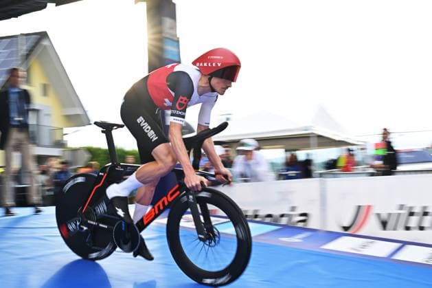 Switzerland s Stefan Kung pictured at the start of the Men Elite Individual Time Trial race (22km) at the cycling UEC Road European Championships, in Ljubljana, Slovenia, on Wednesday 7 October 2026. The UEC Road European Championships are taking place from 02 to 07 October in Ljubljana, Slovenia. DAVIDxPINTENS  x189061344x