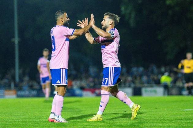 Niederrheinpokal SV Blau-Weiß Dingden - MSV Duisburg ** NUR FÜR REDAKTIONELLE ZWECKE ** EDITORIAL USE ONLY **<p>Fußball Niederrheinpokal SV Blau-Weiß Dingden - MSV Duisburg am 07.10.26 am Sportplatz am Höingsweg in Hamminkeln Torjubel zum 1:2 durch Can Coskun( Duisburg ) Duisburg Copyright: JakobxKlos