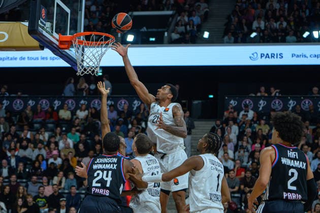 EuroLeague 2026, Paris Basketball vs LDLC ASVEL Villeurbanne, Basketball JOEL BOLOMBOY of ASVEL during the EuroLeague 2026 match between Paris Basketball and LDLC ASVEL Villeurbanne at Adidas Arena on October 07, 2026 in Paris, France. Paris Adidas Arena France